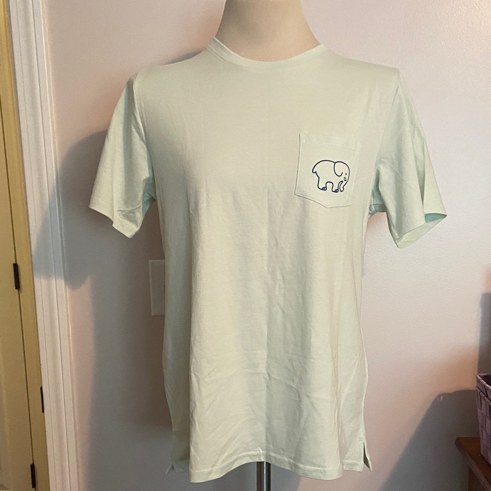 NWT Ivory Ella Light Aqua Tee with Elephant Design Size Large